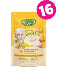 Moochie 16x40 gr Parça Tavuk Etli ve Bal Kabaklı Tahılsız Kedi Çorbası