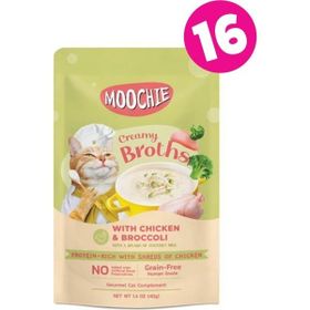 Moochie 16x40 gr Parça Tavuk Etli ve Brokolili Tahılsız Kedi Çorbası