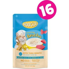 Moochie 16x40 gr Parça Ton Balıklı ve Palamutlu Tahılsız Kedi Çorbası
