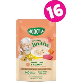 Moochie 16x40 gr Parça Ton Balıklı ve Somonlu Tahılsız Kedi Çorbası