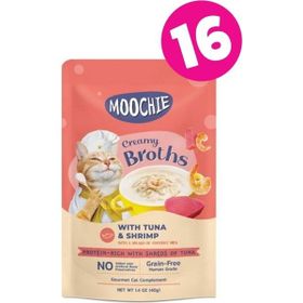 Moochie 16x40 gr Ton Balıklı ve Karidesli Kedi Çorbası