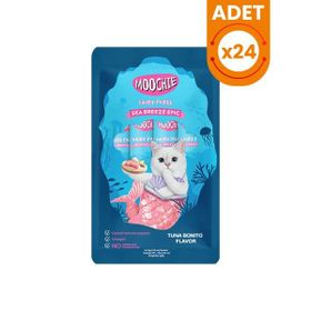 Moochie 24x15 gr Ton Balıklı ve Palamutlu Sıvı Kedi Ödülü