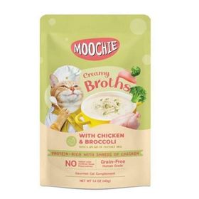 Moochie 40 gr Parça Tavuk Etli ve Brokolili Tahılsız Kedi Çorbası