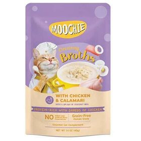 Moochie 40 gr Parça Tavuk Etli ve Kalamarlı Tahılsız Kedi Çorbası