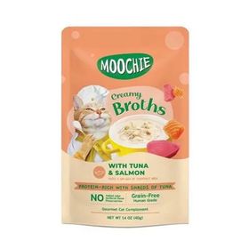 Moochie 40 gr Parça Ton Balıklı ve Somonlu Tahılsız Kedi Çorbası