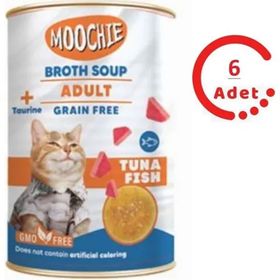 Moochie 6x135 ml Karidesli Ton Balıklı Tahılsız Et Suyu Yetişkin Kedi Çorbası