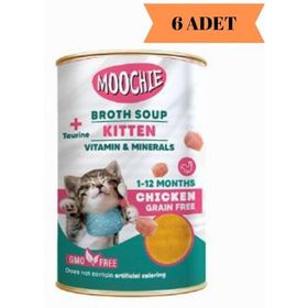 Moochie Broths Soup Tavuklu Tahılsız 6 x 135 ml Yavru Kedi Çorbası