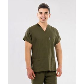 Mooda Medikal Kına Yeşili Tek Renkli Likralı Kumaş Cerrahi Takım V Yaka Forma
