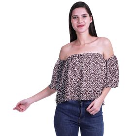 Moomaya Bohem Baskılı Omzu Göbeği Açık Üst Fırfırlı Kol Açık Mor Kadın Bluz