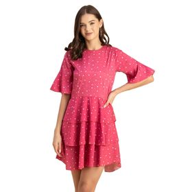 Moomaya Boho Romantik Baskılı Midi Pinguin Gri Kadın Elbise