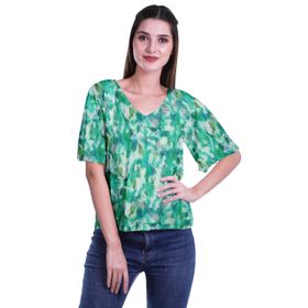 Moomaya Boho Viskoz V Yaka Deniz Yeşili Kadın Bluz