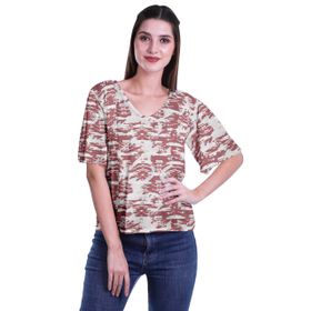 Moomaya Boho Viskoz V Yaka Koyu Pembe Kadın Bluz