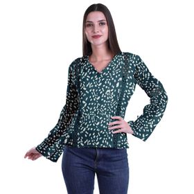 Moomaya Kurti Dantel Detaylı Baskılı Uzun Kollu Koyu Teal Mavisi Kurta Kadın Tunik