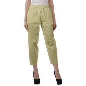 Moomaya Kurti Elastik Bel Dar Kesim Yeşilimsi Bej Kadın Pantolon