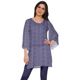 Moomaya Poly Krep Kurtis Baskılı Kimono Kollu Hint Berry Kadın Elbise