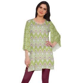 Moomaya Poly Krep Kurtis Baskılı Kimono Kollu Hint Limon Kadın Elbise