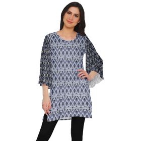 Moomaya Poly Krep Kurtis Baskılı Kimono Kollu Hint Pearl 2 Kadın Elbise