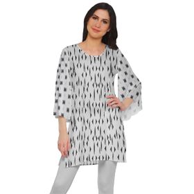 Moomaya Poly Krep Kurtis Baskılı Kimono Kollu Hint Siyah 5 Kadın Elbise