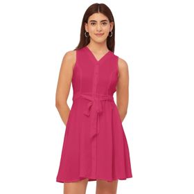 Moomaya Rayon Flare V Yaka Fit Pinguin Gri Kadın Elbise
