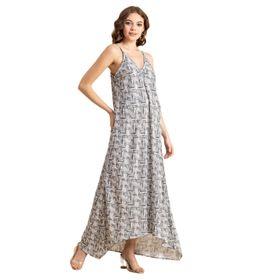 Moomaya Rayon Geometrik Trendy Bej Siyah Kadın Elbise