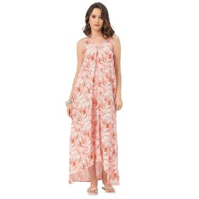 Moomaya Rayon Geometrik Trendy Mercan Kadın Elbise