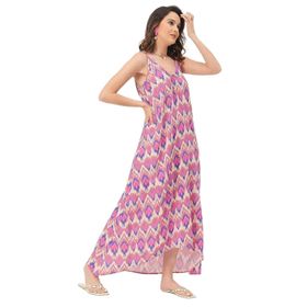 Moomaya Rayon Geometrik Trendy Pinguin Gri Kadın Elbise