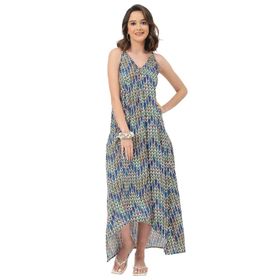 Moomaya Rayon Geometrik Trendy Yeşil Kadın Elbise