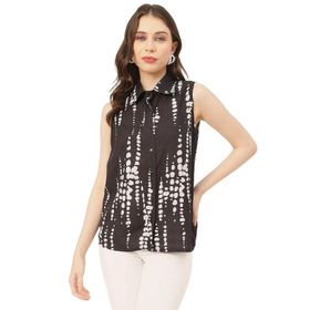 Moomaya Rayon Trendy Baskılı Siyah Kadın Gömlek