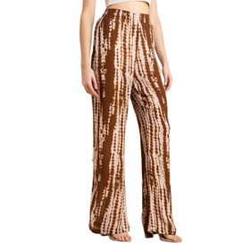 Moomaya Rayon Trendy Düz Bol Kesim Baskılı Kahverengi Kadın Pantolon