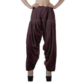 Moomaya Schiffli Detain Solid Punjabi Salwar Rahat Büzme İpli Bel Pamuk Bordo Yoga Kadın Pantolon