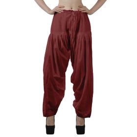 Moomaya Schiffli Detain Solid Punjabi Salwar Rahat Büzme İpli Bel Pamuk Kırmızı Yoga Kadın Pantolon
