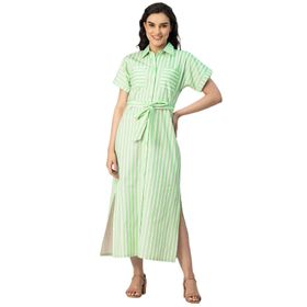 Moomaya Trendy Pamuk Baskılı Yeşil Mint Green Kadın Elbise