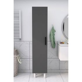 Moonlife 5 Raflı Beyaz Antrasit Banyo Boy Dolabı
