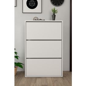 Moonlife Beyaz 3 Kapaklı Kayar Raflı Ayakkabılık