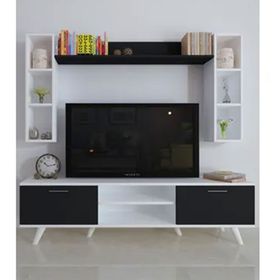 Moonlife Beyaz Siyah İstanbul Dolaplı Tv Ünitesi