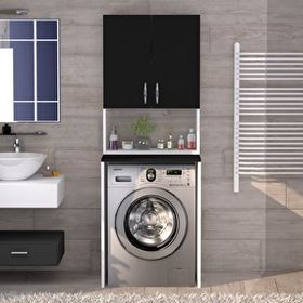 Moonlife Beyaz Üst Dolaplı Çok Amaçlı Çamaşır Makinesi Dolabı