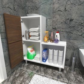 Moonlife Ceviz 2 Kapaklı L Çok Amaçlı Banyo Dolabı
