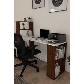 Moonlife Ceviz Sima Kitaplıklı Çalışma Masası