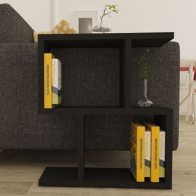 Moonlife Kitaplıklı Siyah Yan Sehpa