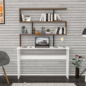 Moonlife MNLFCM004 Siyah Kaya Kitaplıklı Çalışma Masası