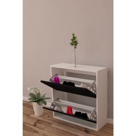Moonlife Siyah 2 Kapaklı Kayar Raflı Ayakkabılık