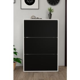 Moonlife Siyah 3 Kapaklı Kayar Raflı Ayakkabılık