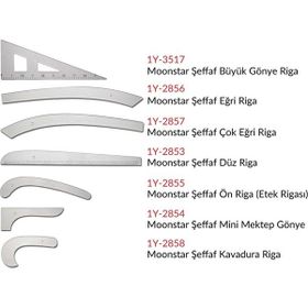 Moonstar 7 Parça Şeffaf Plastik Riga Cetvel Takım