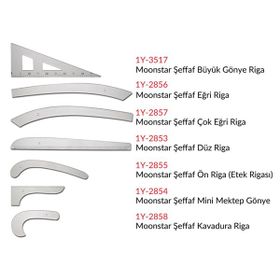 Moonstar 7 Parça Şeffaf Plastik Riga Cetvel Takım