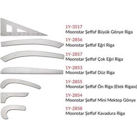 Moonstar 7 Parça Şeffaf Plastik Riga Cetvel Takım