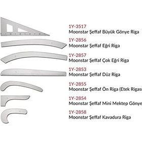 Moonstar 7 Parça Şeffaf Plastik Riga Cetvel Takım