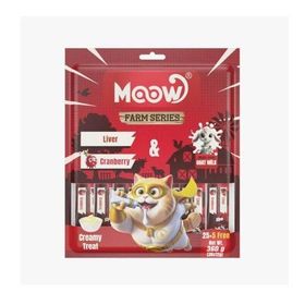 Moow Ciğerli Kızılcıklı ve Keçi Sütlü Yetişkin Sıvı 30x12 gr Kedi Ödül Maması