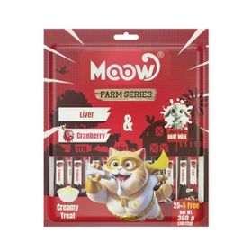 Moow Ciğerli Kızılcıklı ve Keçi Sütlü Yetişkin Sıvı 30x12 gr Kedi Ödül Maması