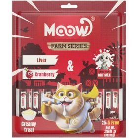 Moow Ciğerli Kızılcıklı ve Keçi Sütlü Yetişkin Sıvı 30x12 gr Kedi Ödül Maması