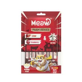 Moow Ciğerli Kızılcıklı ve Keçi Sütlü Yetişkin Sıvı 6x12 gr Kedi Ödül Maması